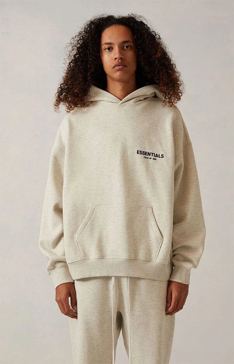 FEAR OF GOD FOG ESSENTIALSHigh street plush printed hoodie sweatshirt