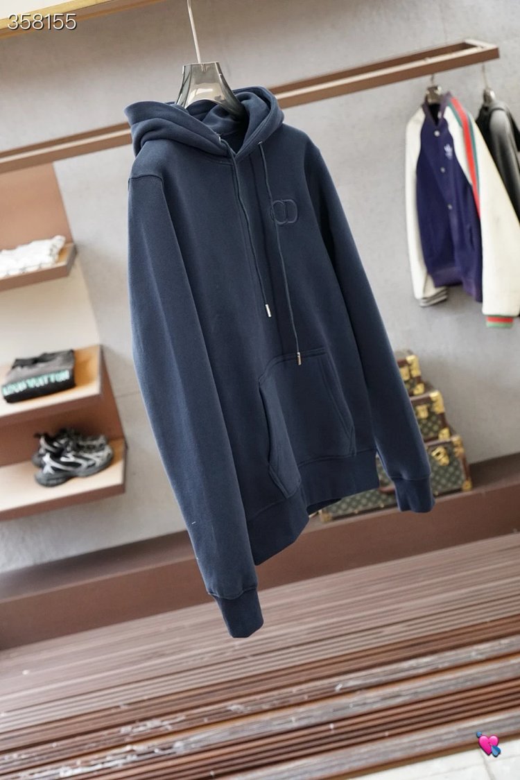 DiorDior classic CD embroidered hooded pure cotton men's fashionable casual hooded sweatshirt | Yoyu