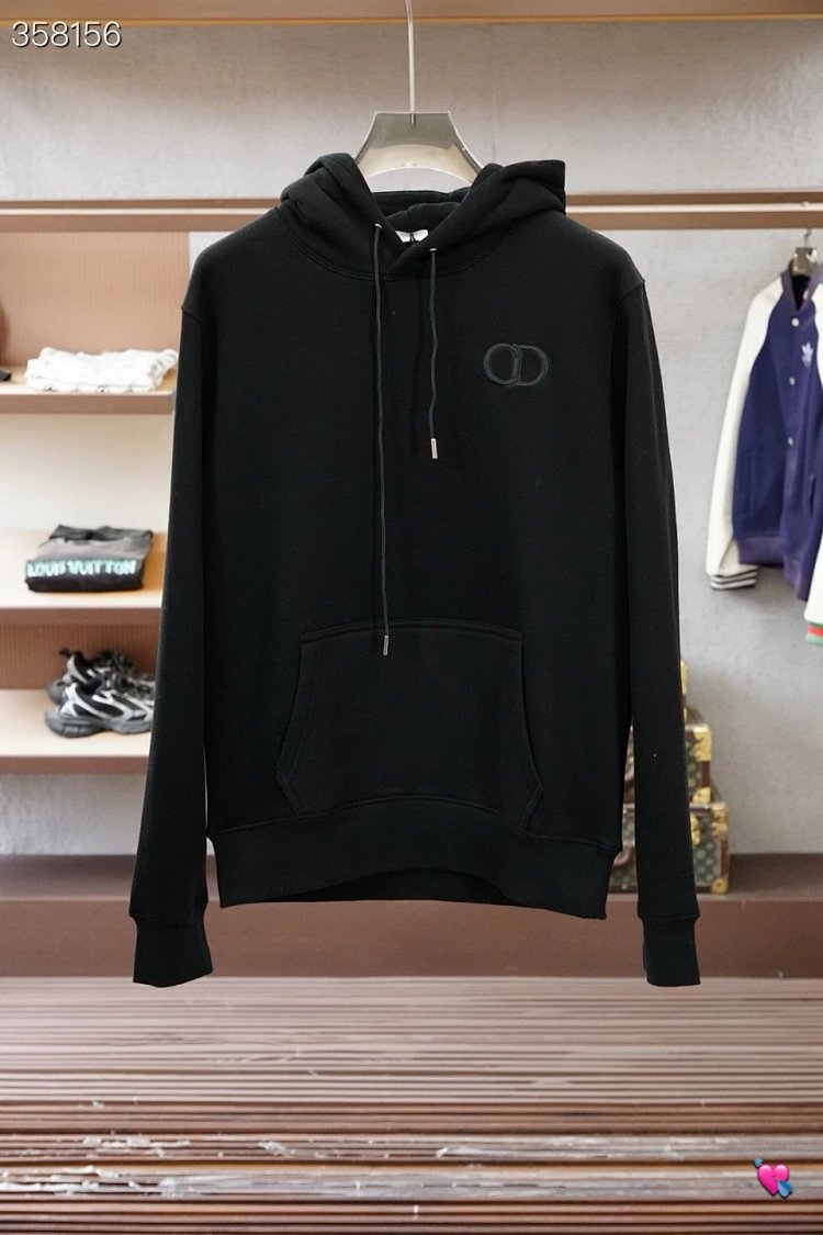 DiorDior classic CD embroidered hooded pure cotton men's fashionable casual hooded sweatshirt