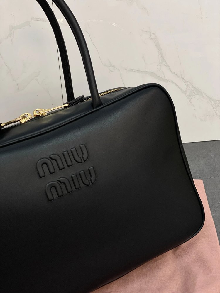 miumiu Original Leather Handheld Official Document Bag for Women 2025 New Large Capacity Retro Under
