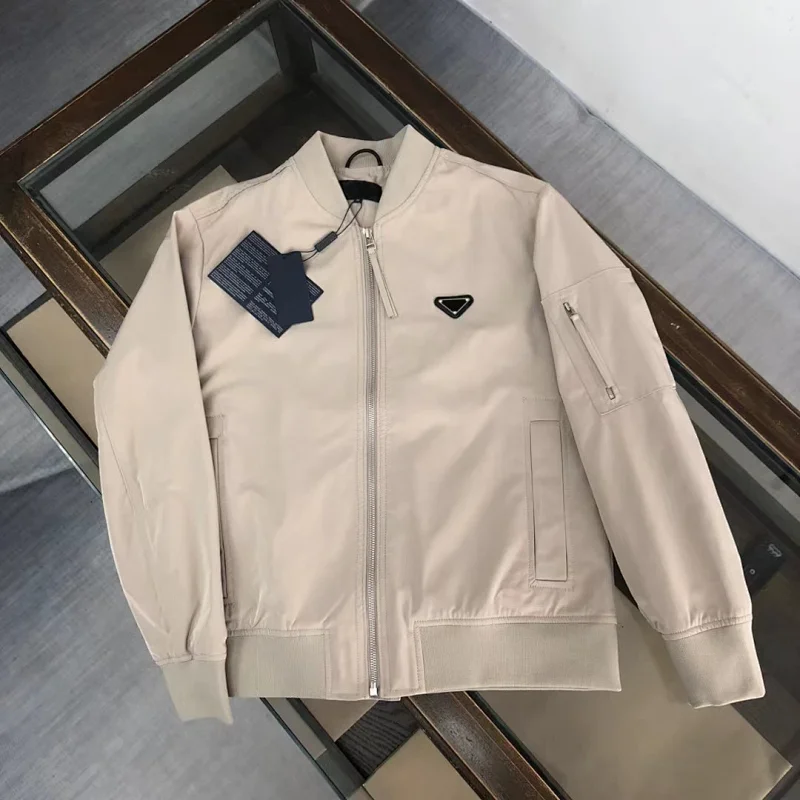 Prada men's jacket baseball collar zipper jacket cardigan solid color men's casual