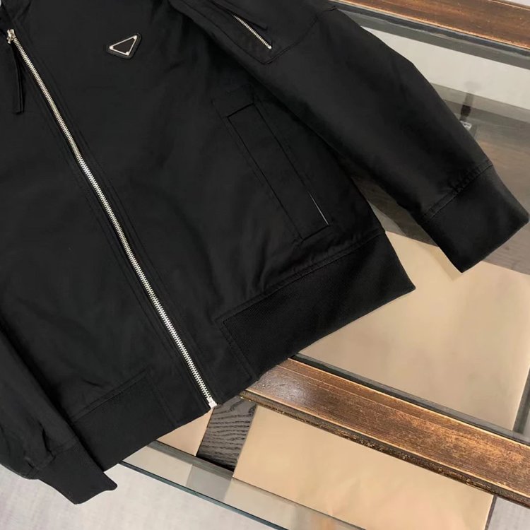 Prada men's jacket baseball collar zipper jacket cardigan solid color men's casual | Yoyubuy Spreads