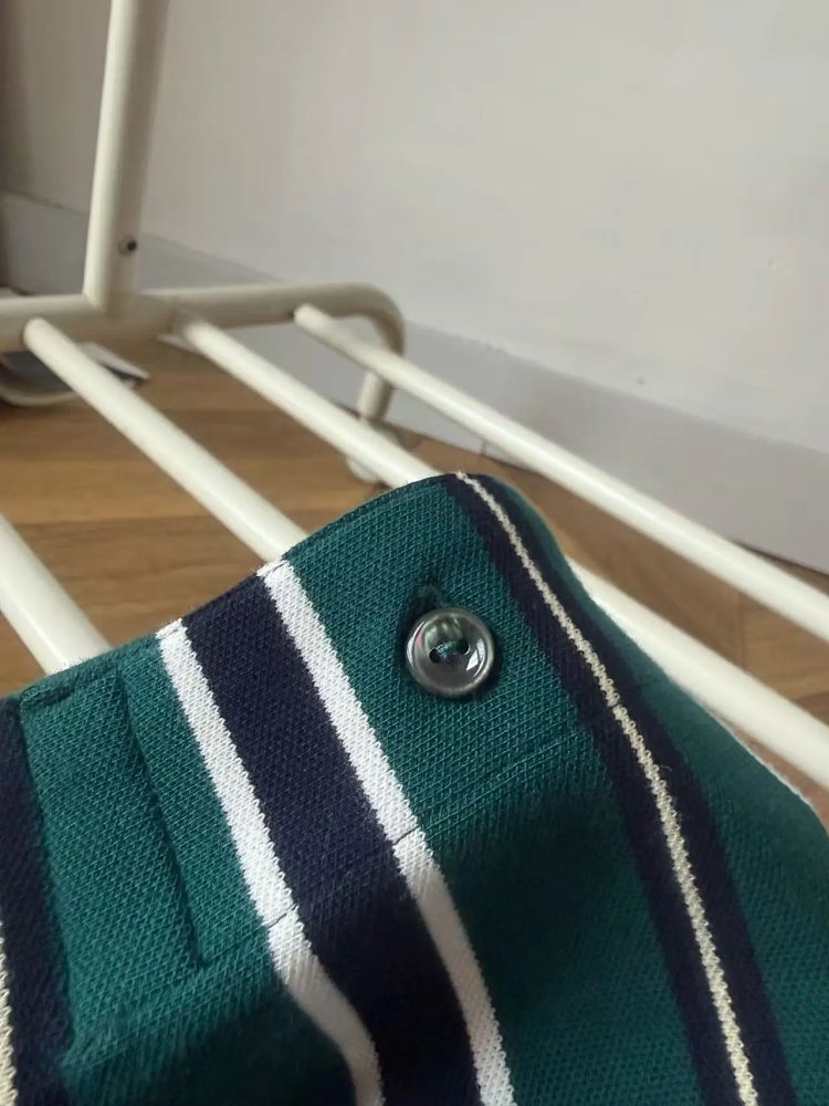 LACOSTE  Summer minimalist business casual striped lapel pearl cotton polo shirt retro embroidered p