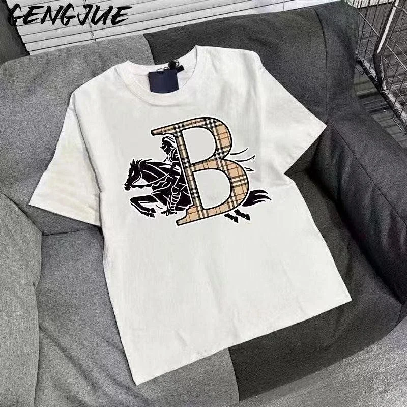 Burberry Light Luxury Short Sleeve T-shirt Men's War Horse Knitted Short Sleeve Top Half Sleeve