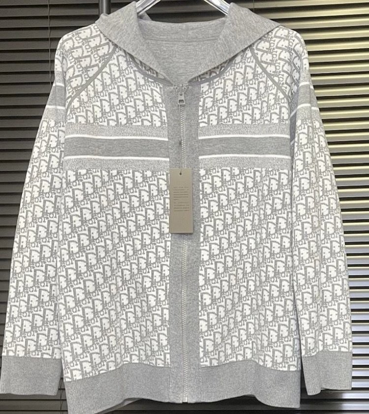 DIOR  Light luxury full print spring and autumn jacket, unisex trendy brand cardigan and hooded jack