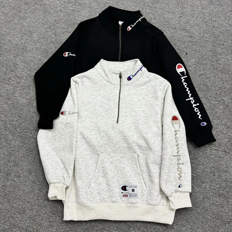 Champion plus velvet hoodie with Kirin arm embroidered logo for both men and women, casual long slee