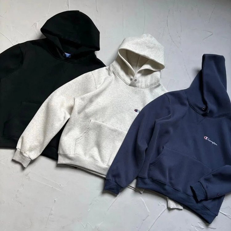 Champion 90s basic fleece sweatshirt jacket long sleeved perfect short wide boxy version ultimate wa