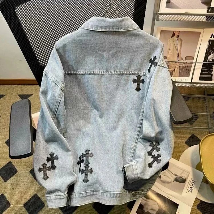 Chrome Hearts light luxury denim jacket, spring and autumn jacket, unisex trendy brand jacket | Yoyu