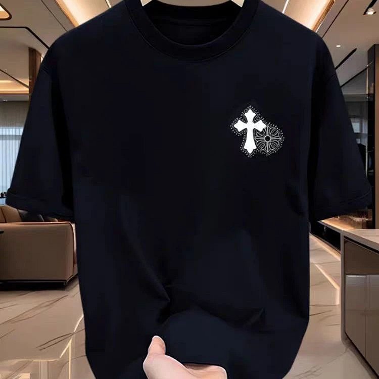 Chrome Hearts Cross Sanskrit Light Luxury Short Sleeve T-shirt for Men and Women, CH Short Sleeve Li
