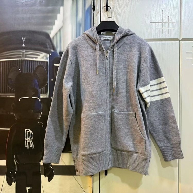 Sailing knitted cardigan sweater jacket with four stripes long sleeved top for both men and women |