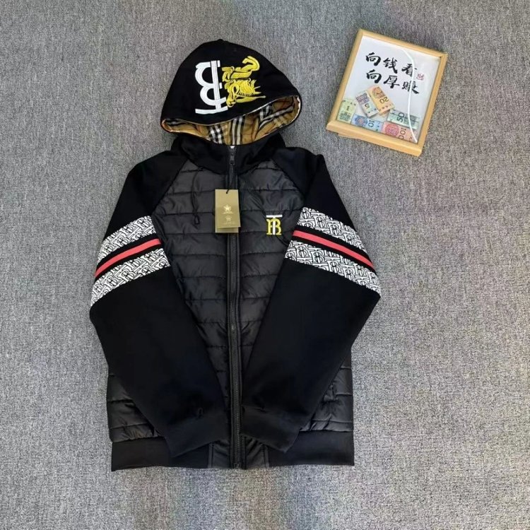 Burberry 2025 Winter Splicing Thick Embroidered Cotton Jacket Down Cotton Jacket Pork Rib New Male a