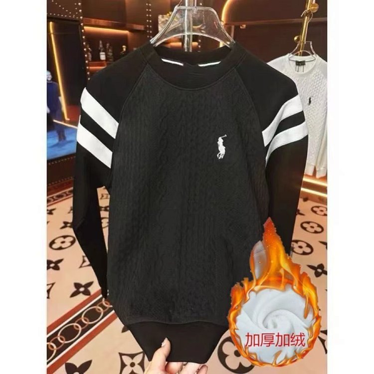 Ralph Lauren Long Sleeve Men's and Women's Same Style Velvet Warm Hoodie Bottom Shirt | Yoyubuy Spre