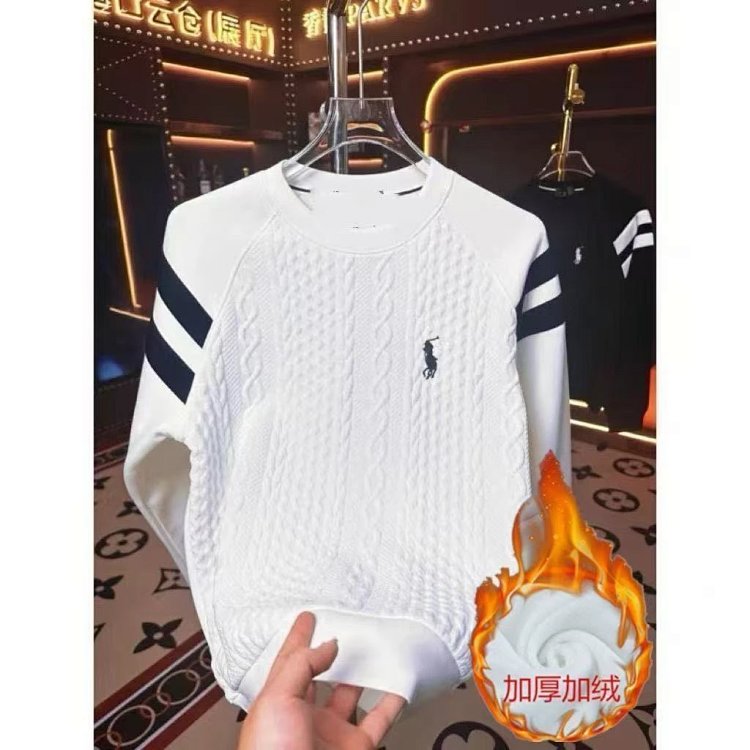 Ralph Lauren Long Sleeve Men's and Women's Same Style Velvet Warm Hoodie Bottom Shirt | Yoyubuy Spre