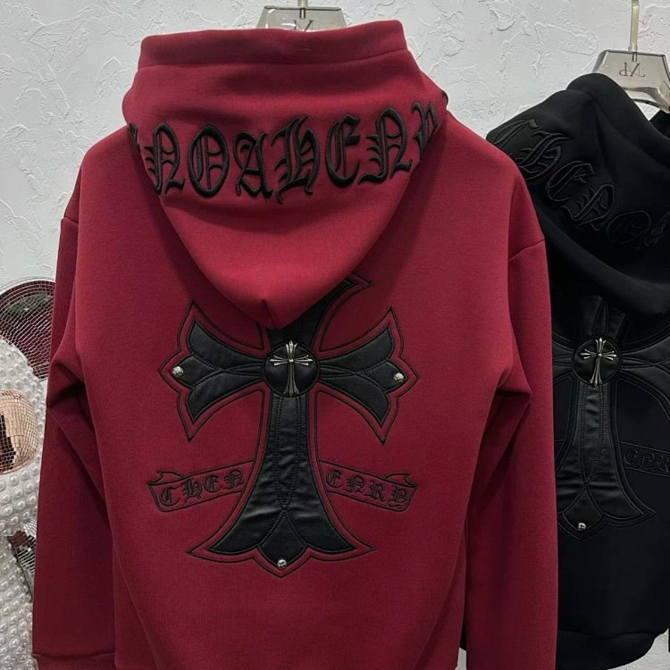 Chrome Hearts hooded sweatshirt, autumn and winter cross long sleeved fleece jacket | Yoyubuy Spread