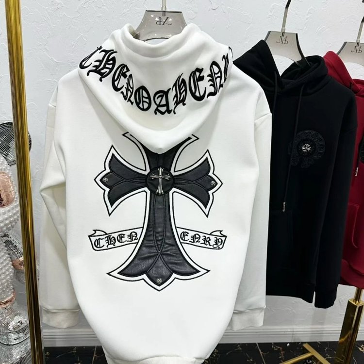 Chrome Hearts hooded sweatshirt, autumn and winter cross long sleeved fleece jacket | Yoyubuy Spread