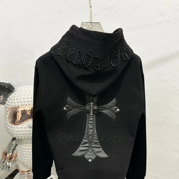 Chrome Hearts hooded sweatshirt, autumn and winter cross long sleeved fleece jacket | Yoyubuy Spread