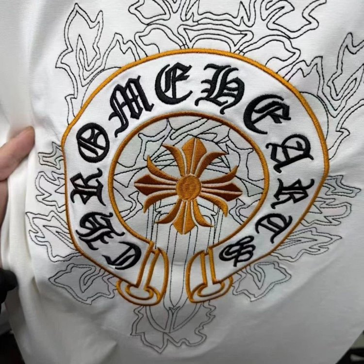 Chrome Hearts Light Luxury Embroidered Short Sleeve T-shirt Black and White Unisex | Yoyubuy Spreads