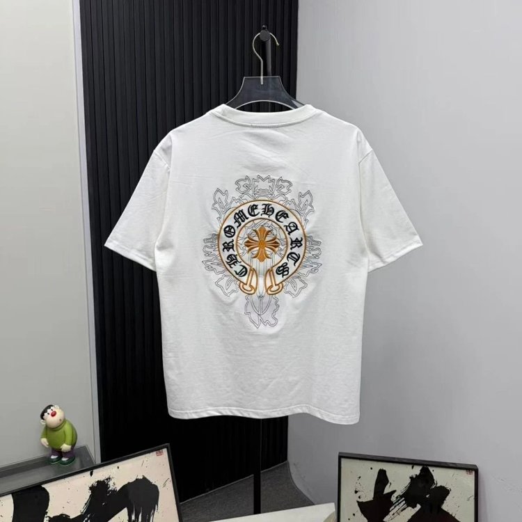Chrome Hearts Light Luxury Embroidered Short Sleeve T-shirt Black and White Unisex | Yoyubuy Spreads