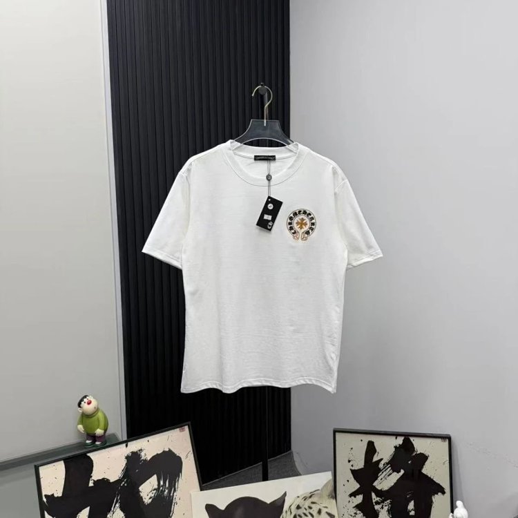 Chrome Hearts Light Luxury Embroidered Short Sleeve T-shirt Black and White Unisex | Yoyubuy Spreads