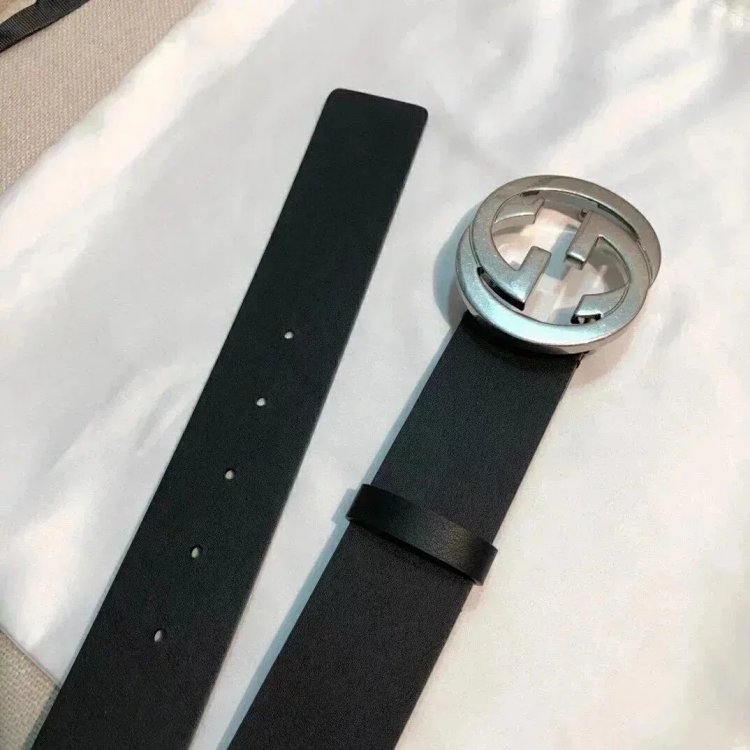 Gucci counter version men's belt double buckle business casual belt smooth buckle pants belt | Yoyub