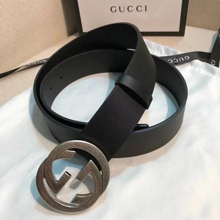 Gucci counter version men's belt double buckle business casual belt smooth buckle pants belt | Yoyub