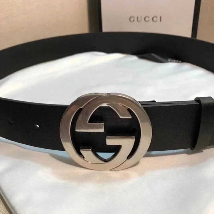 Gucci counter version men's belt double buckle business casual belt smooth buckle pants belt | Yoyub