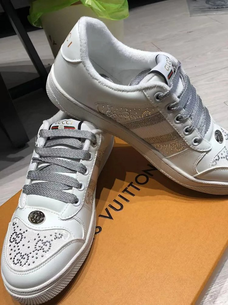 GUCCI dirty shoes, white rhinestone style fashionable board shoes | Yoyubuy Spreadsheet