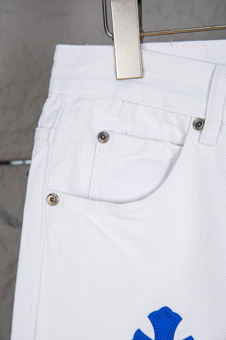 Chrome Hearts  Cross white blue label leather jeans pants | Yoyubuy Spreadsheet