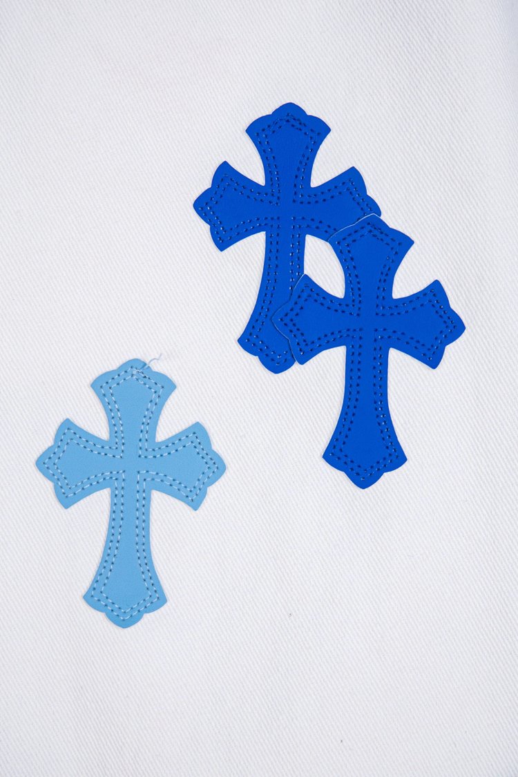 Chrome Hearts  Cross white blue label leather jeans pants | Yoyubuy Spreadsheet