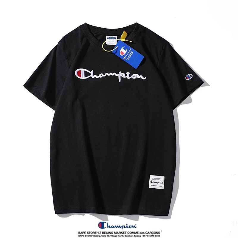 Champion Simple 3D Embroidered Cotton Short sleeved T-shirt | Yoyubuy Spreadsheet