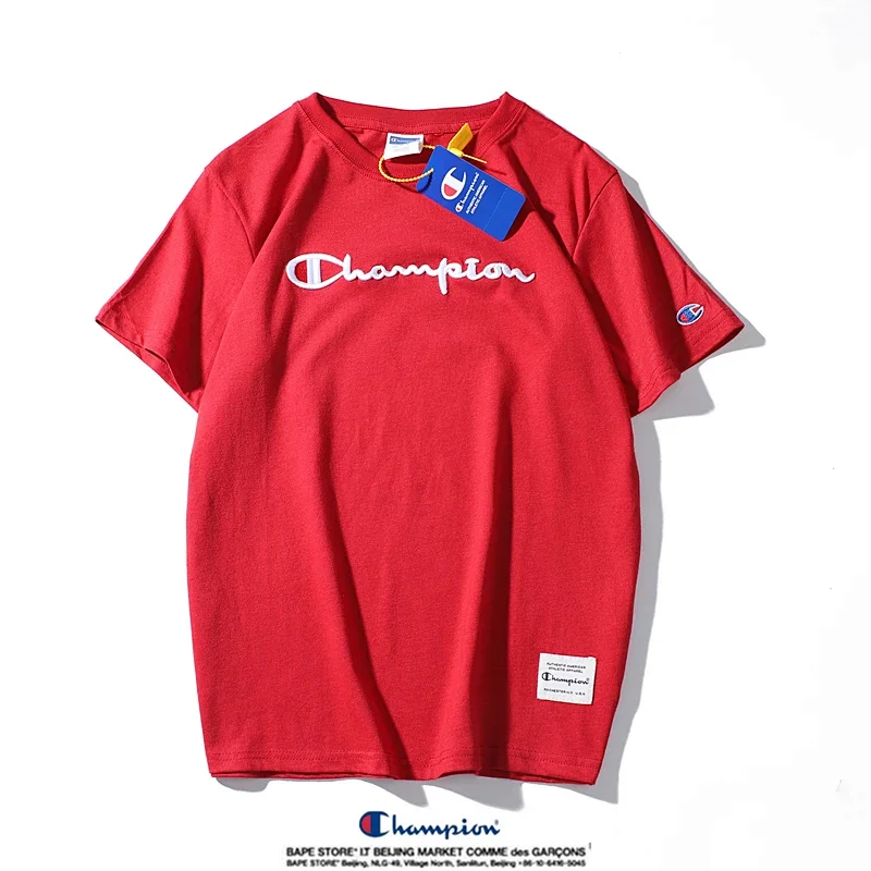 Champion Simple 3D Embroidered Cotton Short sleeved T-shirt | Yoyubuy Spreadsheet
