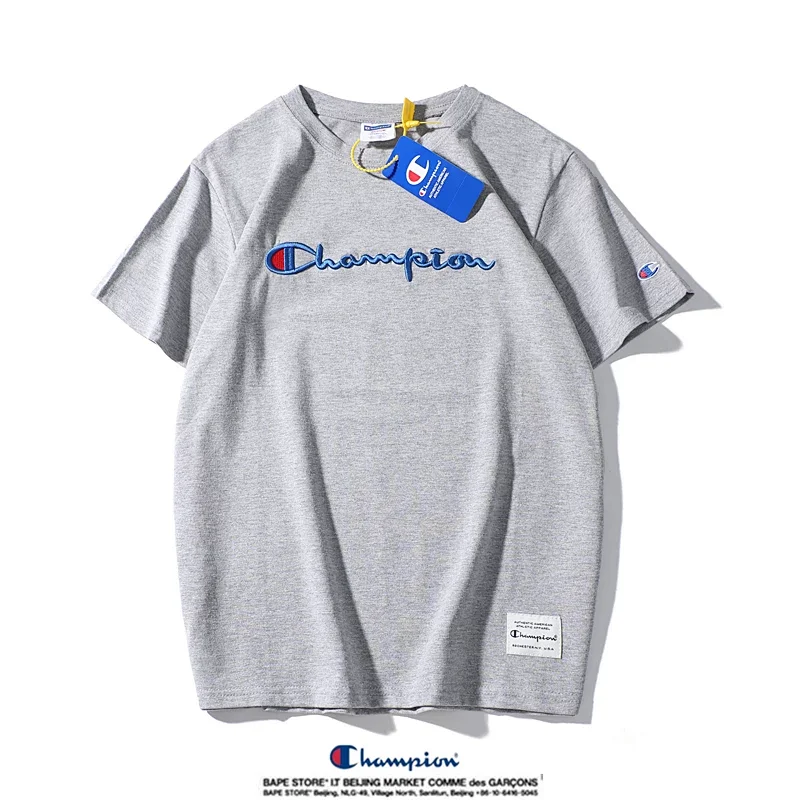 Champion Simple 3D Embroidered Cotton Short sleeved T-shirt | Yoyubuy Spreadsheet