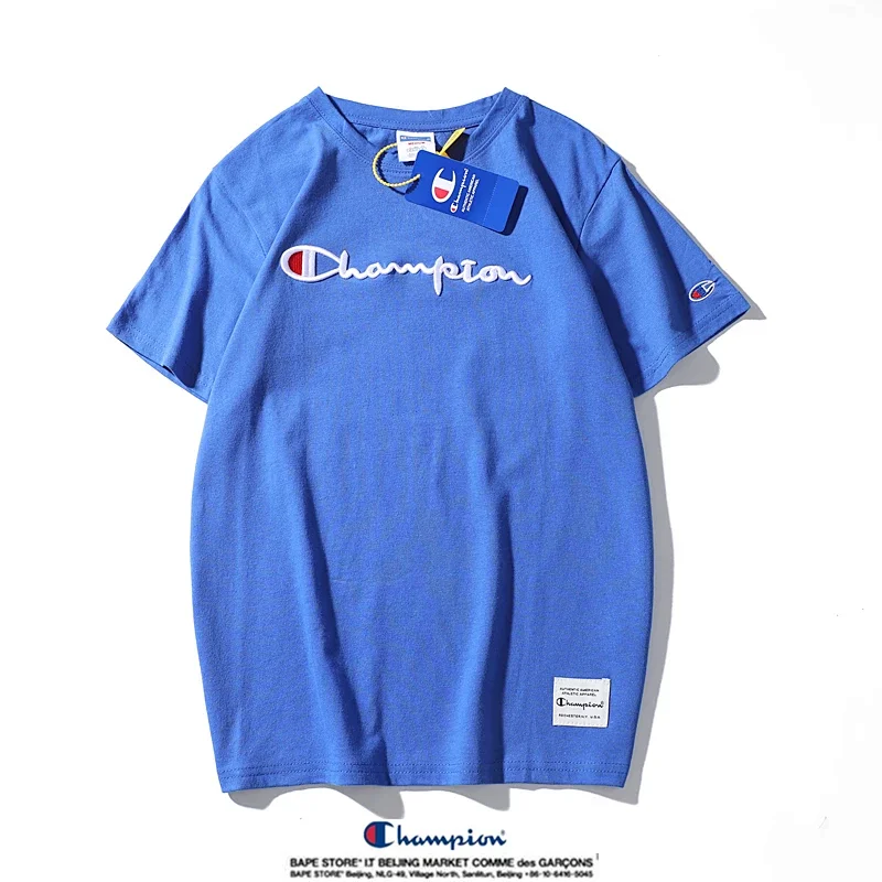 Champion Simple 3D Embroidered Cotton Short sleeved T-shirt | Yoyubuy Spreadsheet