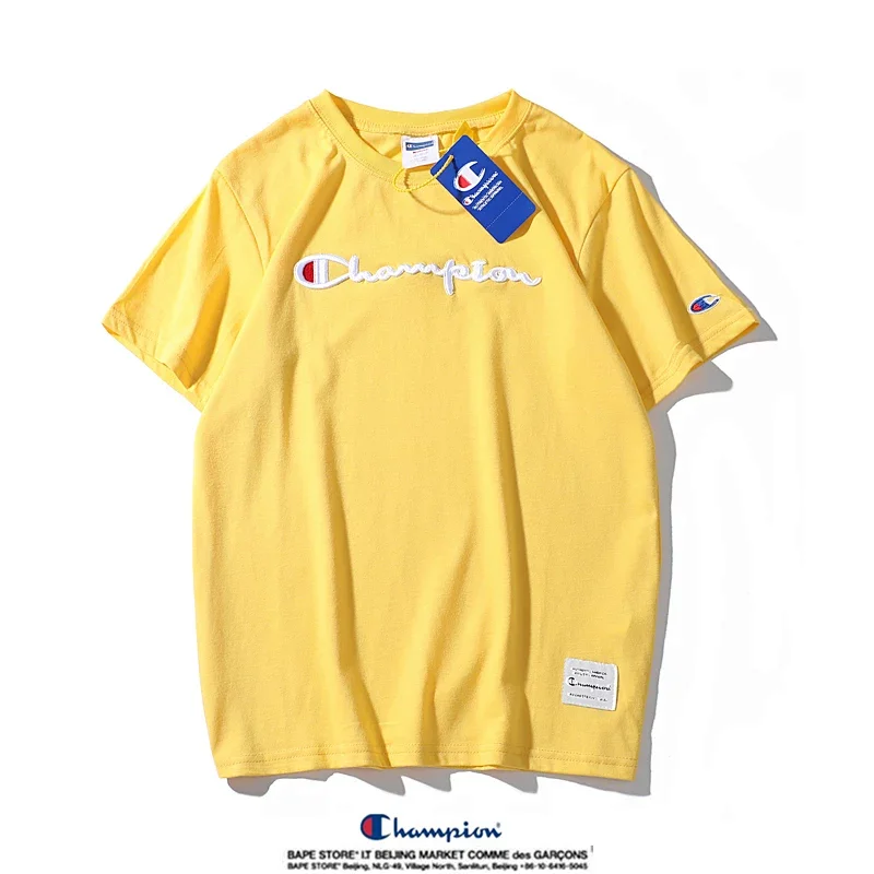 Champion Simple 3D Embroidered Cotton Short sleeved T-shirt | Yoyubuy Spreadsheet