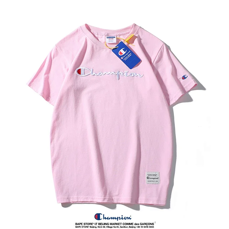 Champion Simple 3D Embroidered Cotton Short sleeved T-shirt | Yoyubuy Spreadsheet