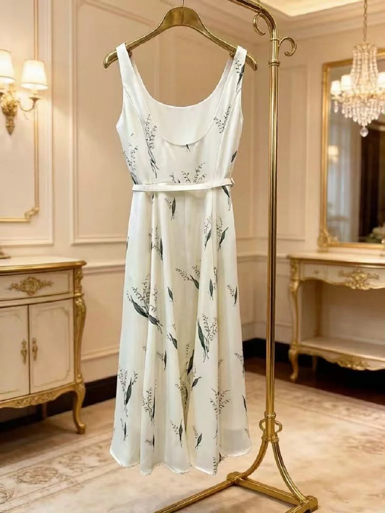 skirrt  Summer new product French retro lily of the valley print suspender skirt | Yoyubuy Spreadshe