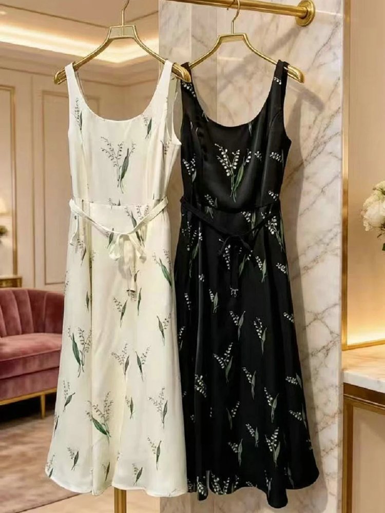 skirrt  Summer new product French retro lily of the valley print suspender skirt | Yoyubuy Spreadshe