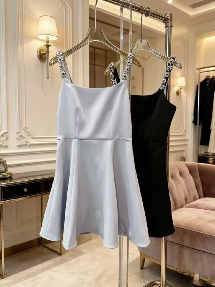 skiirt Summer new French heavy industry rhinestone suspender dress | Yoyubuy Spreadsheet