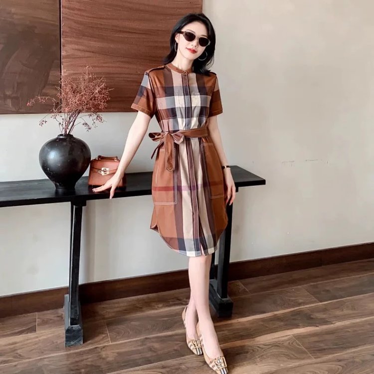 Burberry  British style casual mid length shirt skirt with floral patterns | Yoyubuy Spreadsheet