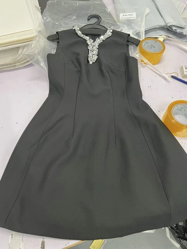 Temperament  skirt   socialite solid color sleeveless waist cinching slimming dress | Yoyubuy Spread