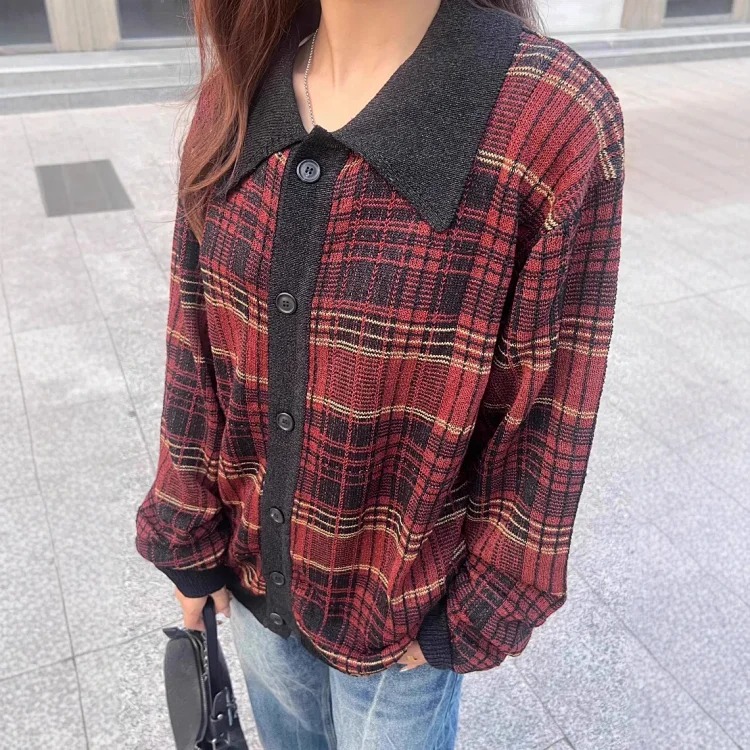 our legacy OurLegacy plaid retro simple knitted sweater lazy style striped jacket and sweater for men and women
