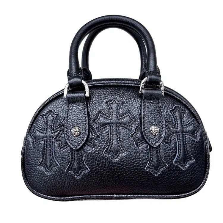 Diagonal Handbag, Women's Bowling Head Cross Pillow, Retro Embossed Cowhide Shoulder Bag, Small