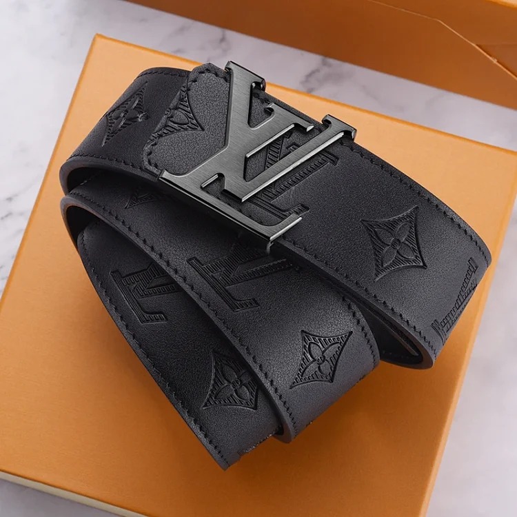 Belt Men's Light Luxury Cowhide Pants Belt Big Brand High-end Stainless Steel Letter Buckle Business Casual Versatile Leather Belt