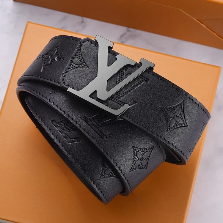 Belt Men's Light Luxury Cowhide Pants Belt Big Brand High-end Stainless Steel Letter Buckle Business Casual Versatile Leather Belt