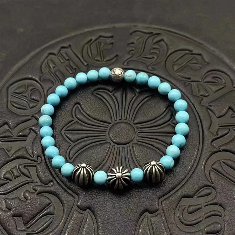 Chrome Hearts Vintage Unisex Obsidian Turquoise Bracelet