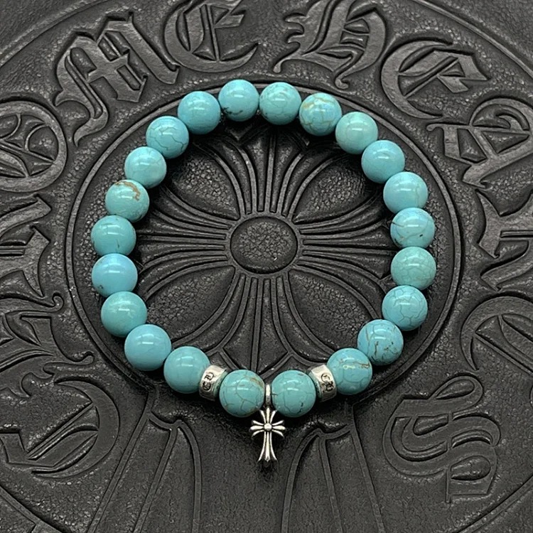 Chrome Hearts Vintage Unisex Obsidian Turquoise Bracelet