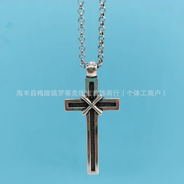ch Crow cross necklace old retro s925 square brand dark magic sword six-pointed star pendant men's and women's necklace